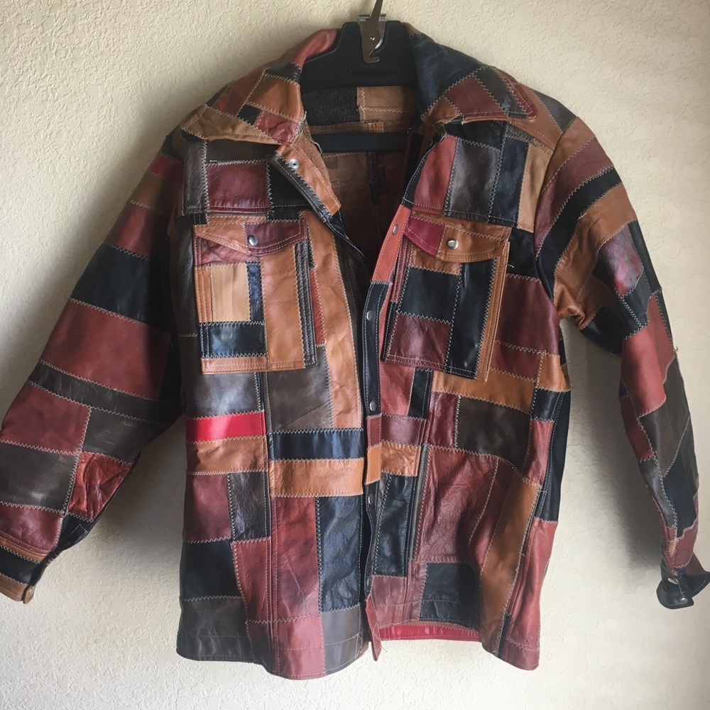 Vintage leather patchwork jacket